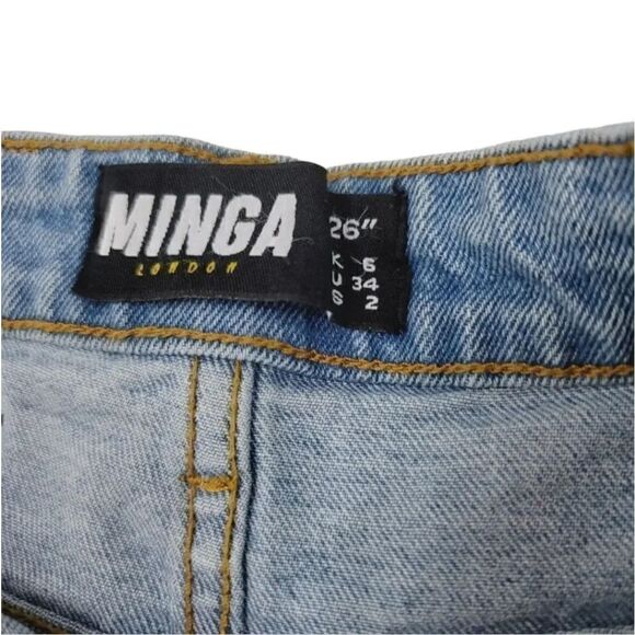 NEW Minga London High Rise Crop Flare Embroidered Flowers Light Wash Denim 2/26 - Picture 11 of 13
